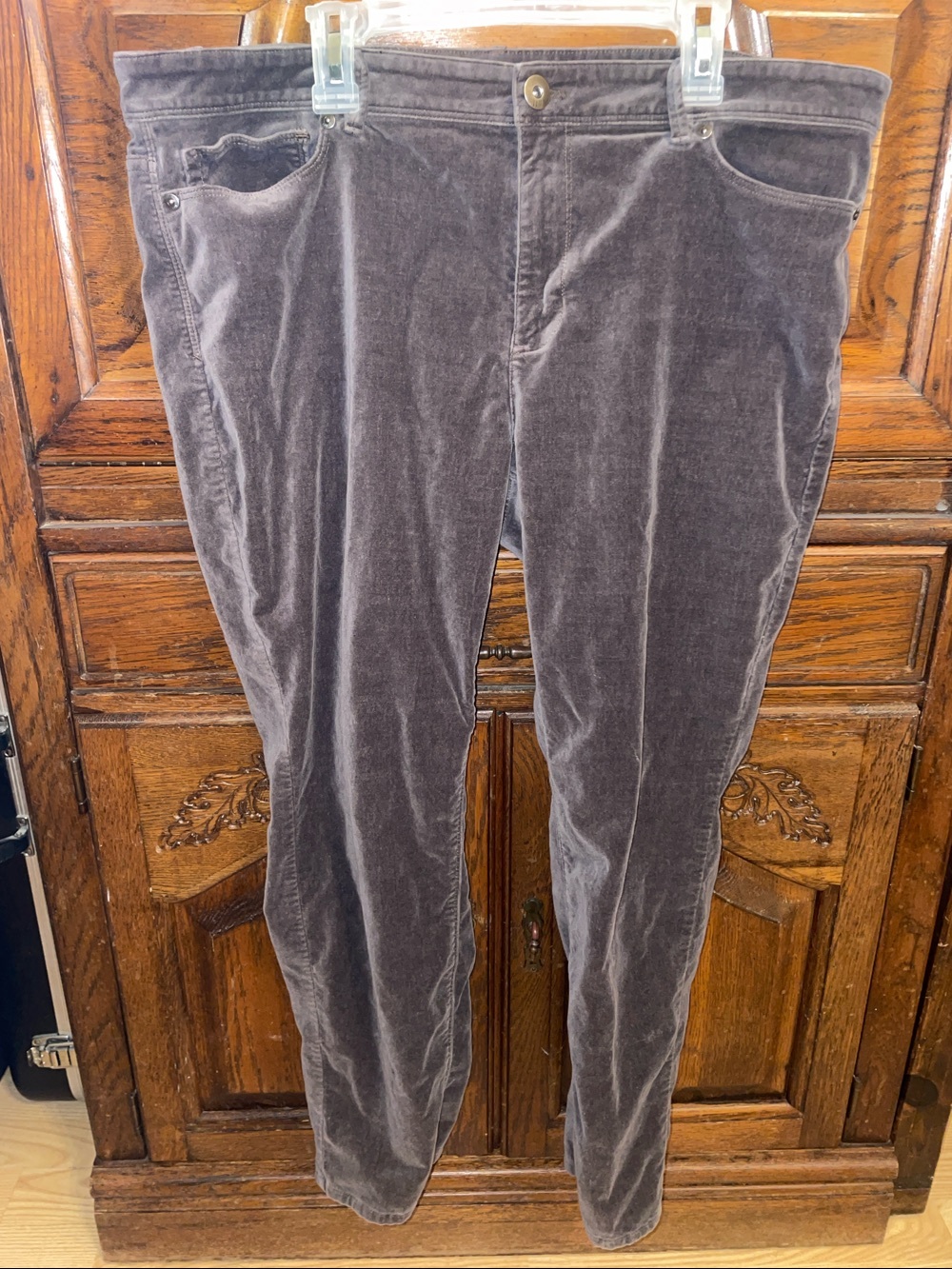 J. Jill Straight Leg Velour Pants in Dark Brown